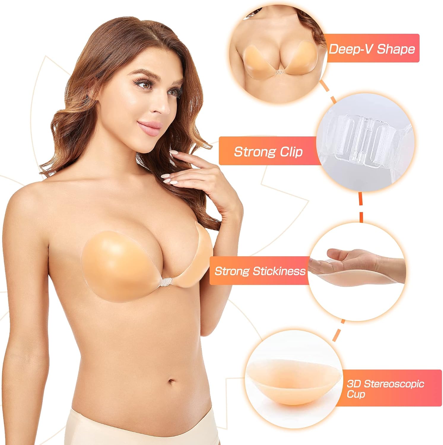 Push-Up Wire-Free Solid Silico - đánh giá và giá Backless Bra Sticky